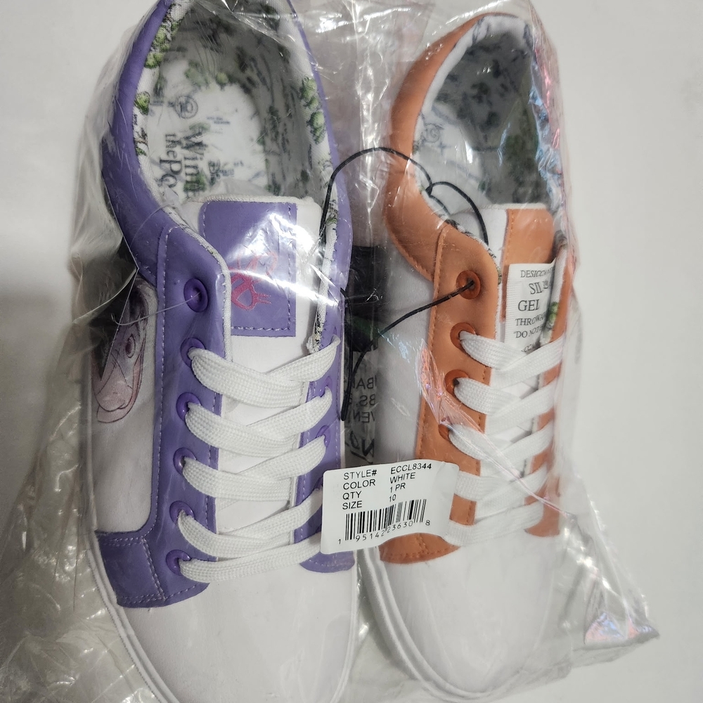 Disney Winnie The Pooh White Sneakers with Purple and Orange Accents (Adult Size